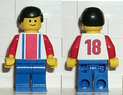 LEGO Minifigure-Soccer Player Red & Blue Team #18 on Back-Sports / Soccer-SOC043-Creative Brick Builders